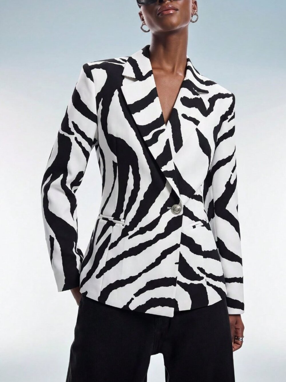 Multicolor Sexy Women's Zebra Print Backless Blazer - Picture 6 of 7